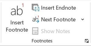 Footnotes Section of MS Word in MS Word