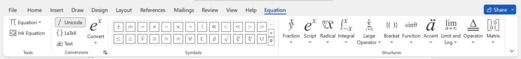 Equation Tab