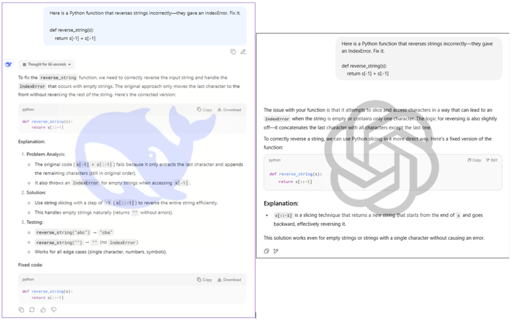 DeepSeek vs. ChatGPT Coding and Debugging Task Comparison